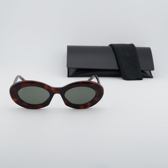 Saint Laurent SL 594 009 Sunglasses Havana Oval Frame, Grey Lenses